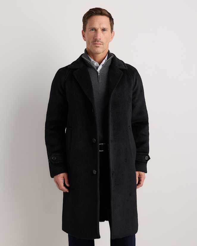 Black Alpaca-Wool Overcoat