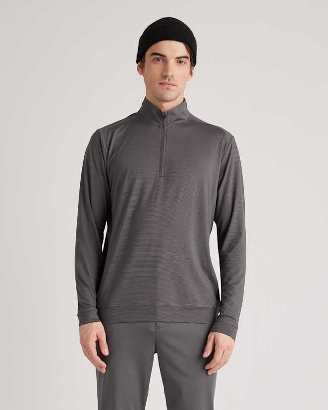 Black/Light Grey Stripe Performance Jersey Golf Quarter Zip