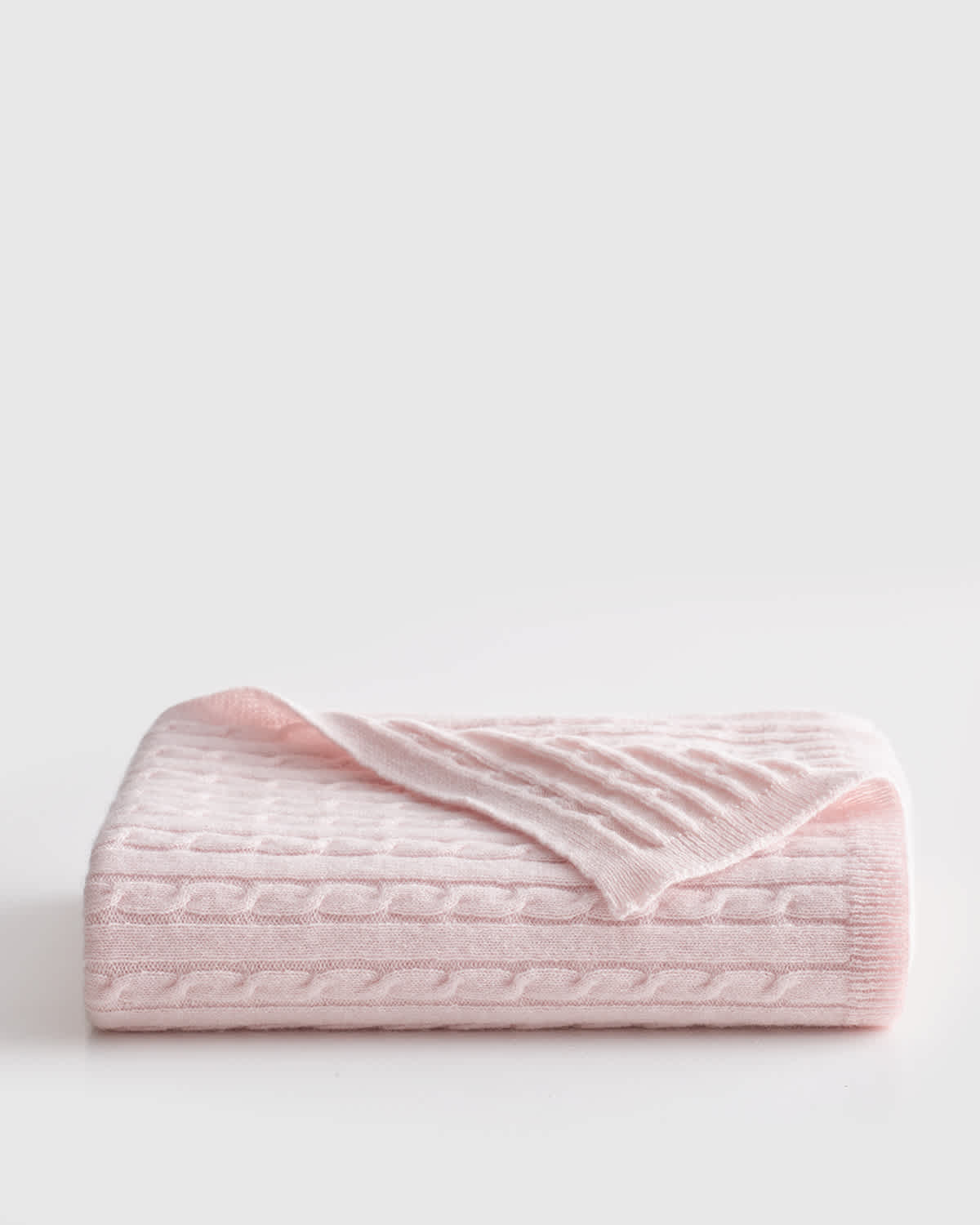 minimal-pink Mongolian Cashmere Cable Knit Baby Blanket