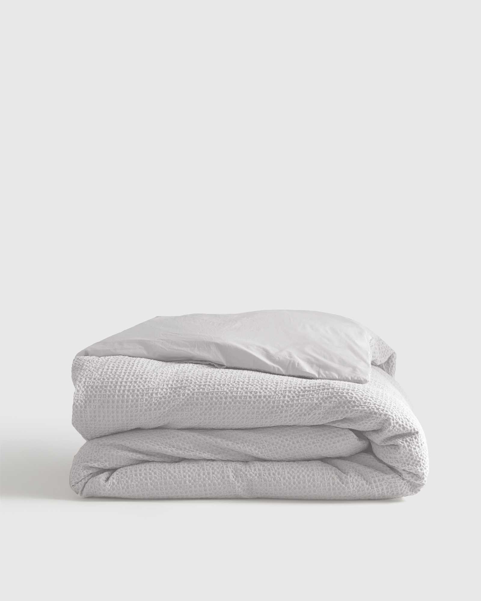white Organic Luxe Honeycomb Duvet Cover