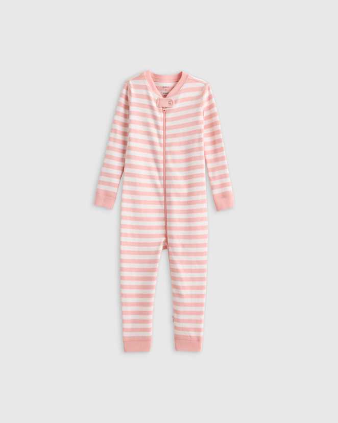 Pink Stripe 100% Organic Cotton One Piece Pajama