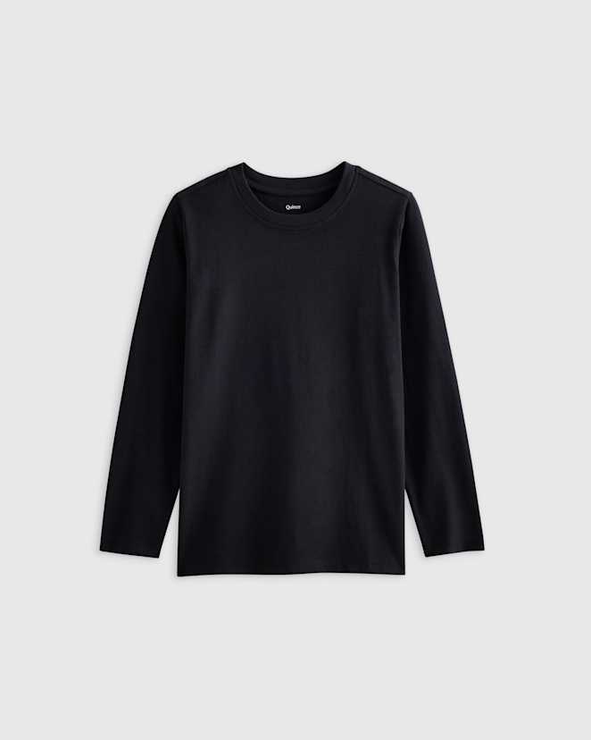 Black 100% Organic Cotton Jersey Long Sleeve Tee