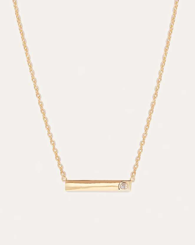 Gold Vermeil White Sapphire Bar Necklace