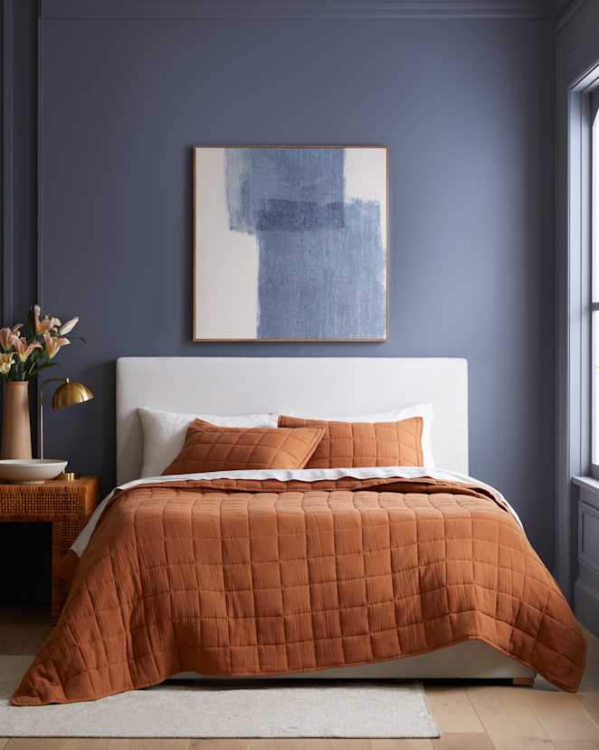 Terracotta Organic Airy Gauze Box Quilt Set