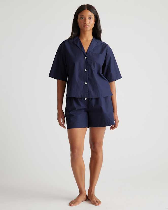 Navy 100% Organic Cotton Shorts Pajama Set