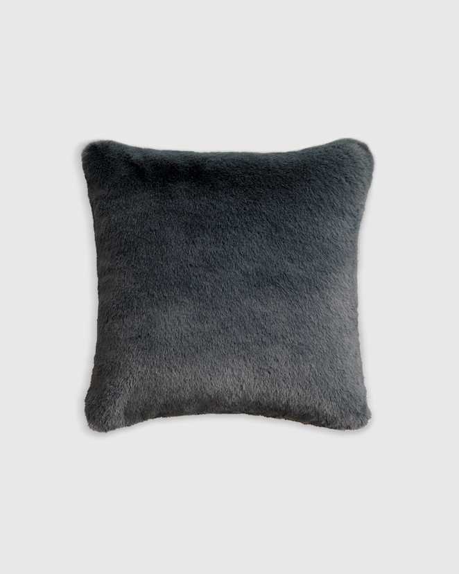 Slate Luxury Faux Fur Pillow Cover