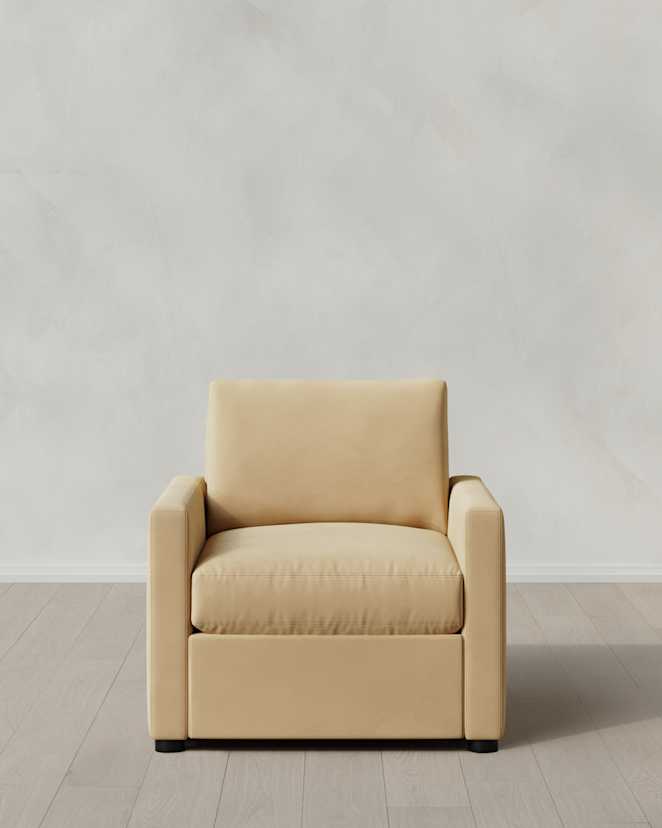 Linen Brennan Accent Chair in Performance Velvet