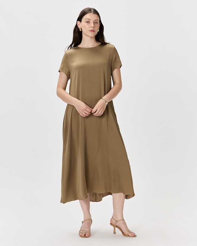 Dogwood Washable Stretch Silk Voluminous Maxi Dress