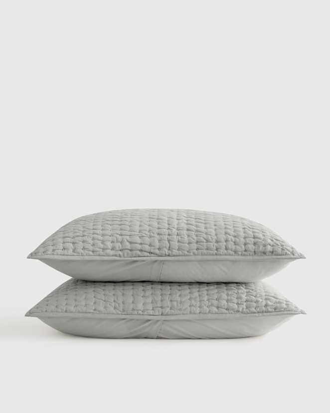 Mist European Linen Cotton Stitch Sham Set