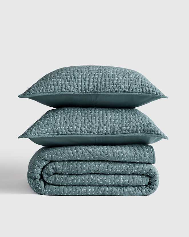 Ocean Organic Cotton Hand Stitched Quilt Set