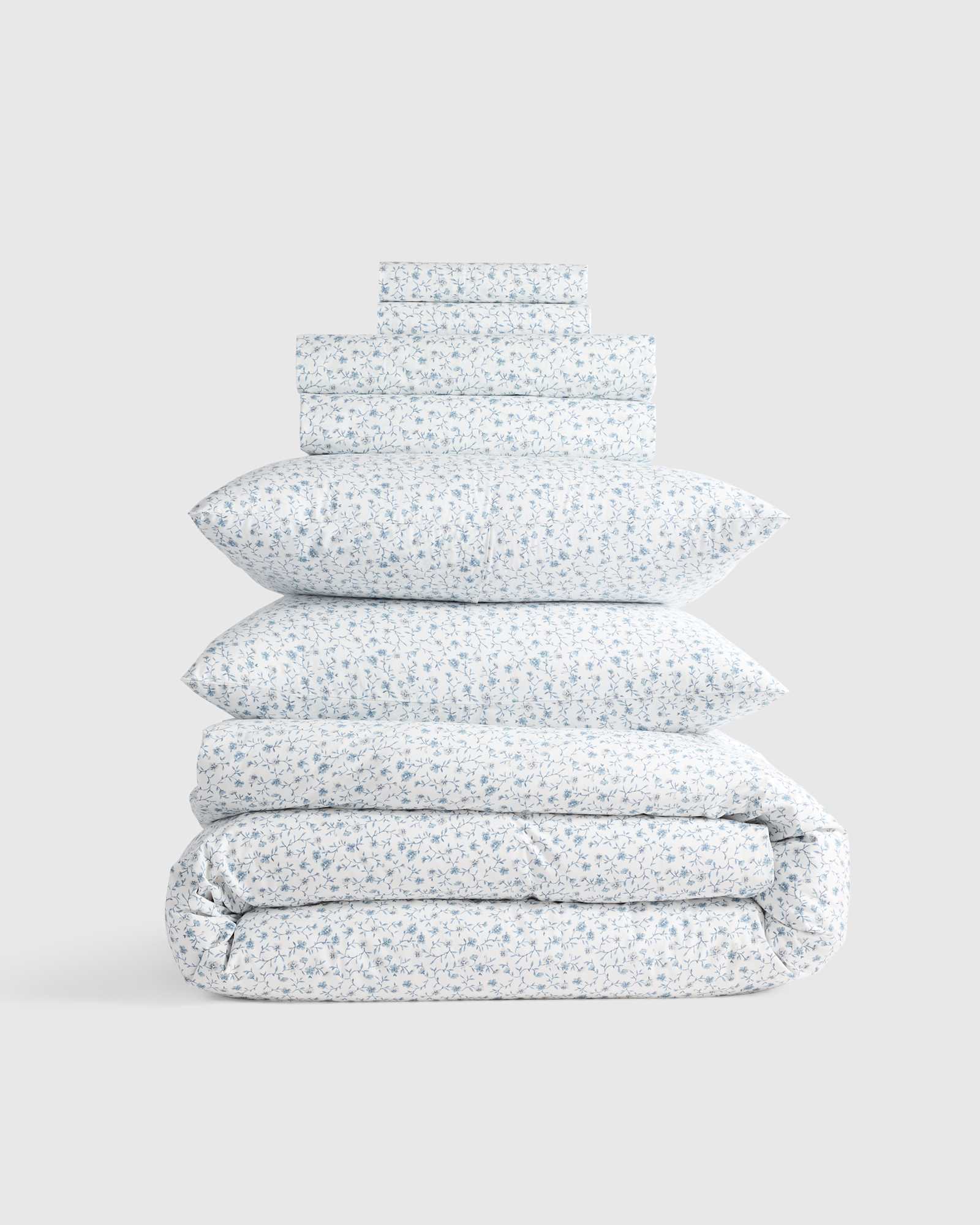 Blue Florette Organic Crisp Percale Floral Deluxe Bedding Bundle