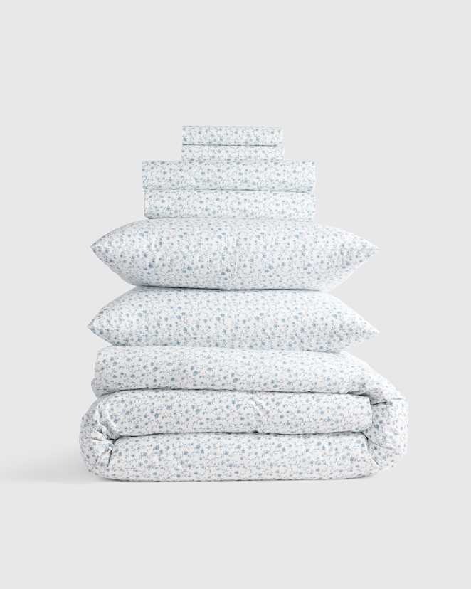 Blue Florette Classic Organic Percale Deluxe Bedding Bundle