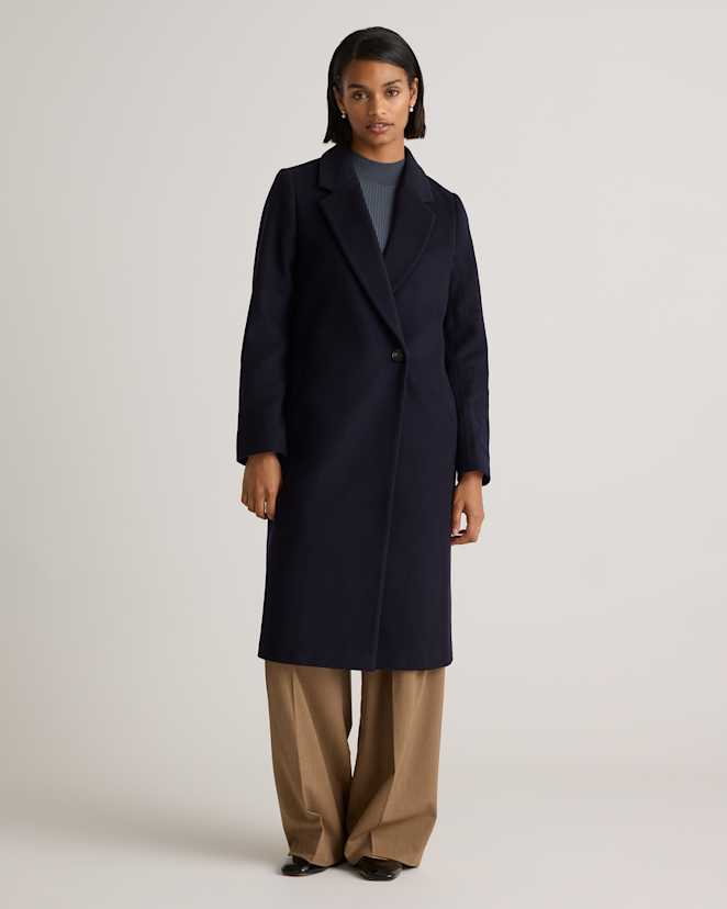Cadet Blue Italian Wool Classic Single-Breasted Coat