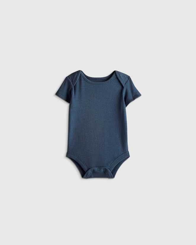 Deep Sea Blue Softest Rib Short Sleeve Bodysuit