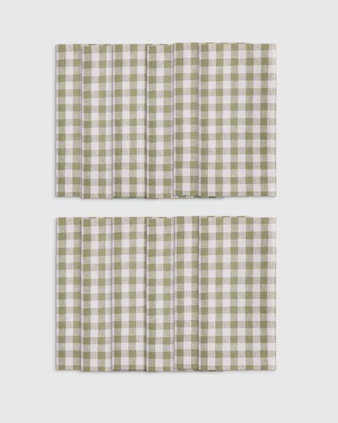 Willowleaf European Linen Wide-Hem Gingham Napkins (Set of 12)