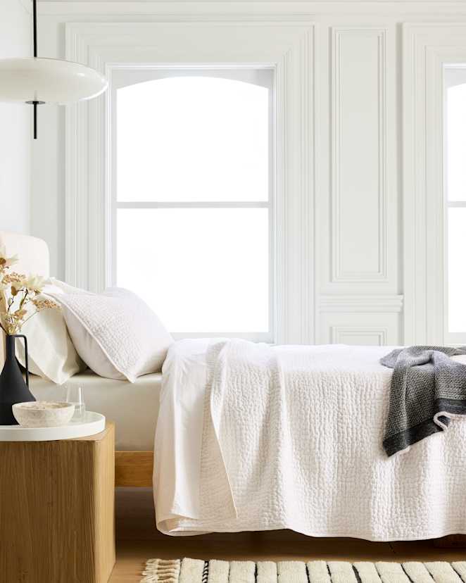 White Organic Cotton Hand Stitched Quilt