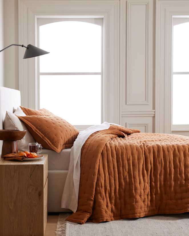 Terracotta European Linen Dream Quilt