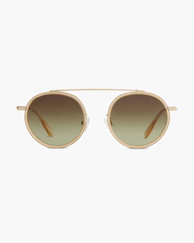 Gold/Clear with Green gradient lens Miami Polarized Stainless Steel Sunglasses
