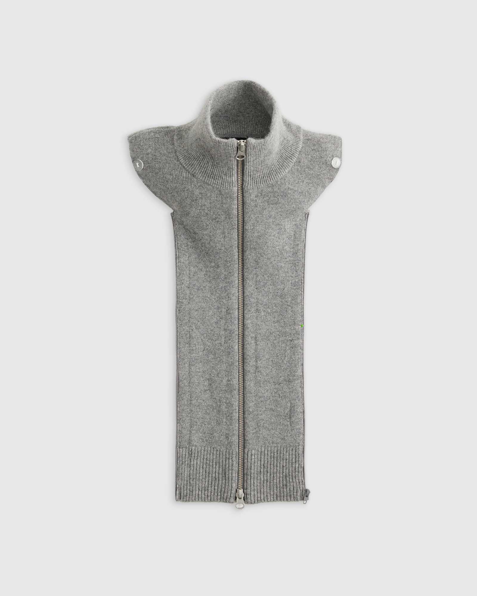 heather-grey 100% Mongolian Cashmere Ribbed Collar Blazer Insert