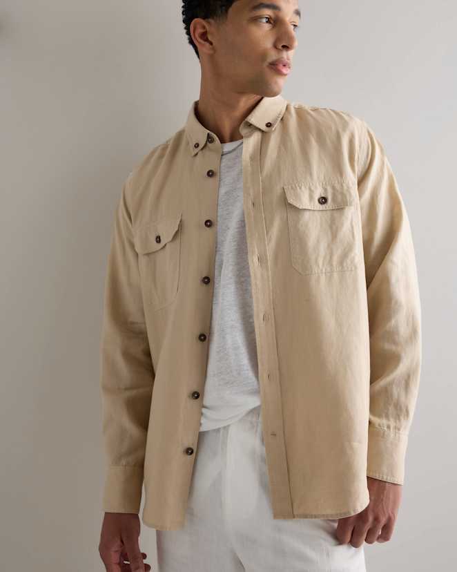 Driftwood 100% European Linen Utility Shirt