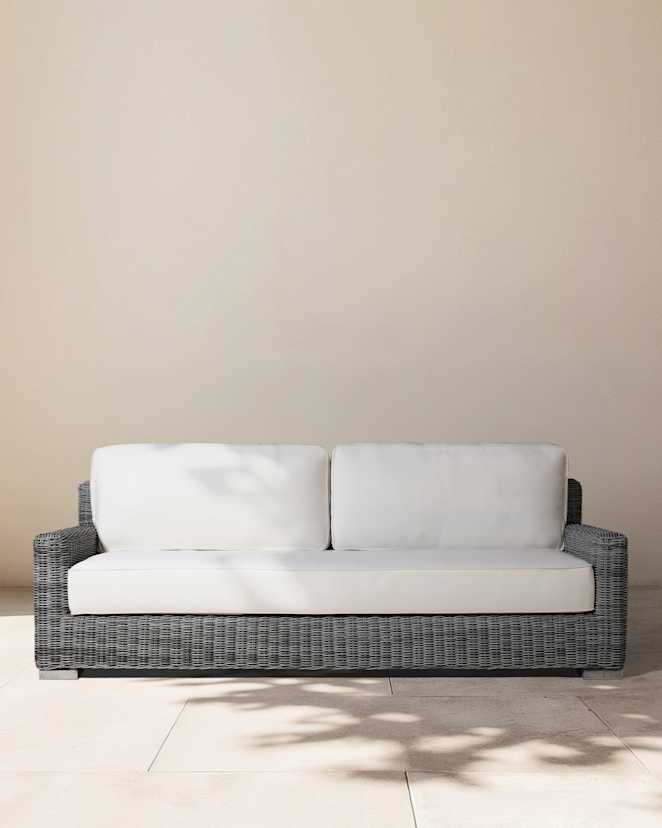 Grey Weave Classic All-Weather Wicker Outdoor Sofa