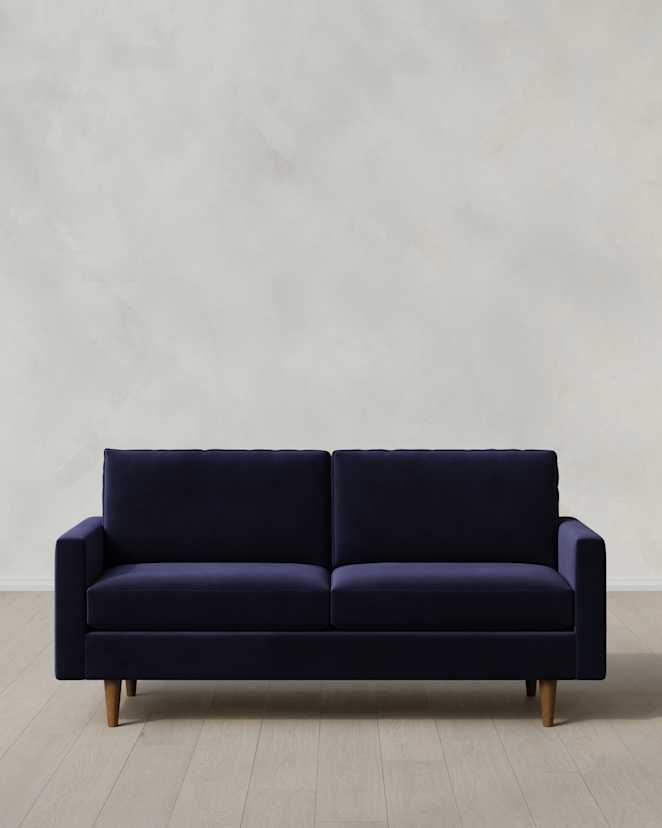 Midnight Atlas Midcentury Sofa in Performance Velvet