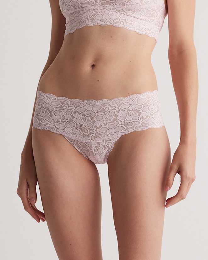 Black/Pale Pink/Ruby Stretch Lace Thong (6-pack)