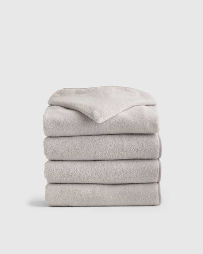 Light Grey Organic Turkish Cotton Kids Hooded Towel Set 4-Pack