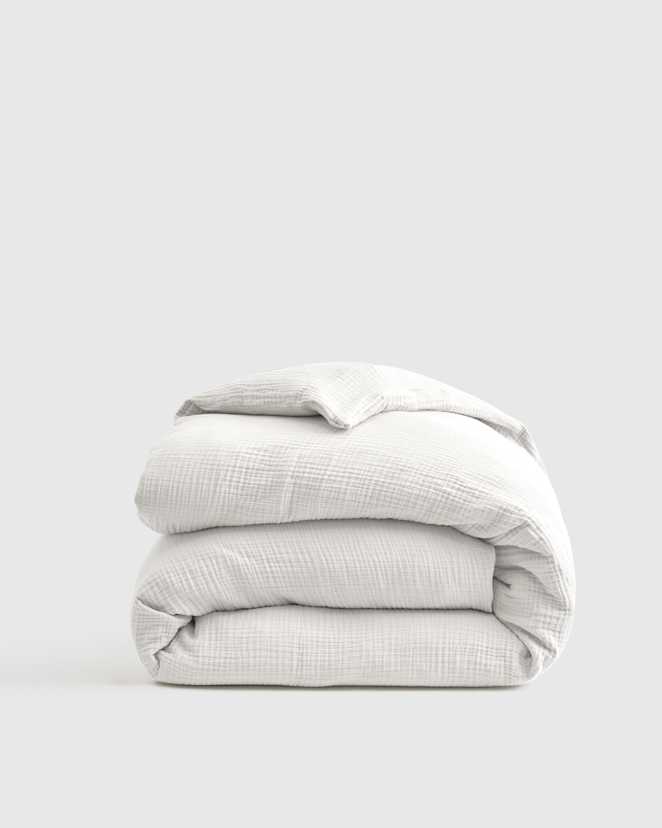 White Organic Airy Gauze Duvet Cover