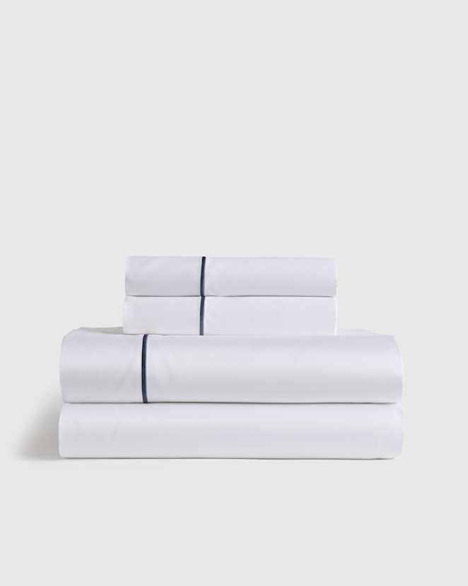 White/Mineral Signature Giza Cotton Sateen Sheet Set