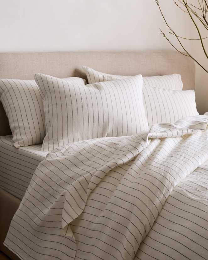 Pencil Stripe European Linen Stripe Sham Set