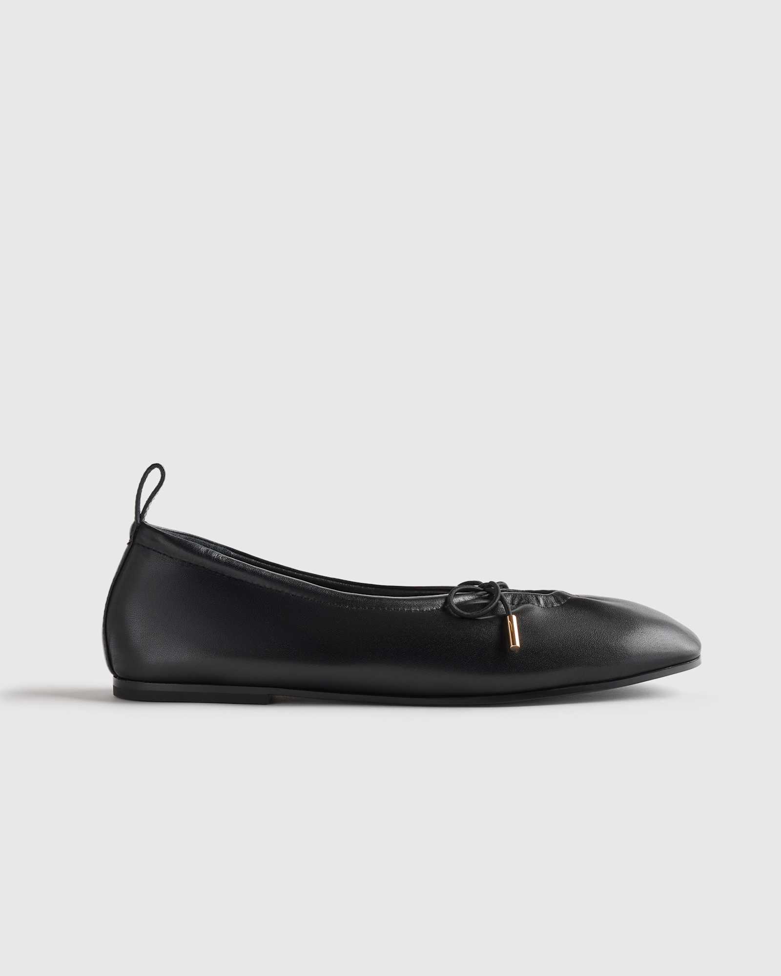 Black Italian Leather Keyhole Ballet Flat