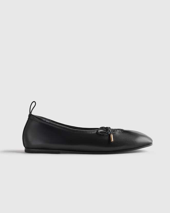 Black Italian Leather Keyhole Ballet Flat