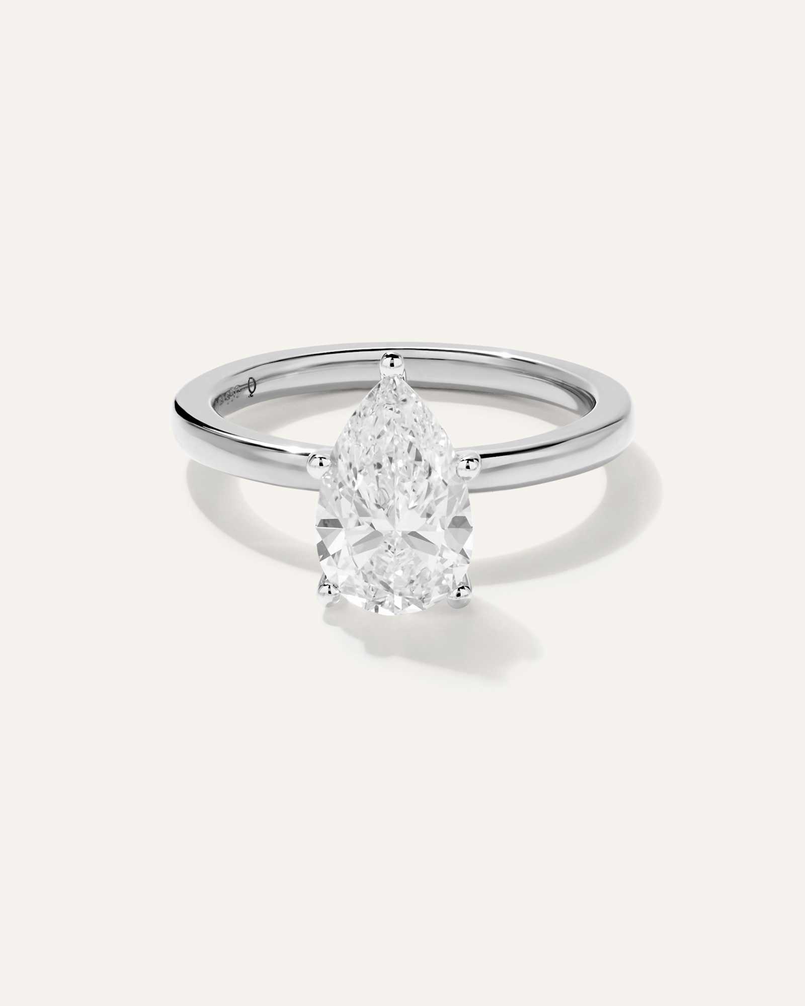 Platinum Lab Grown Diamond Pear Comfort Fit Engagement Ring - 2ct