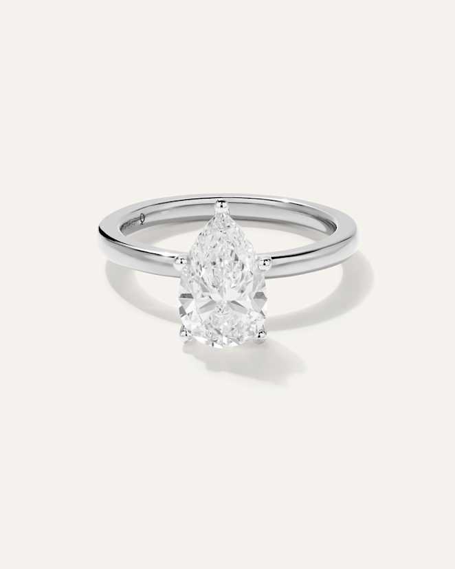 Platinum Lab Grown Diamond Pear Comfort Fit Engagement Ring - 2ct