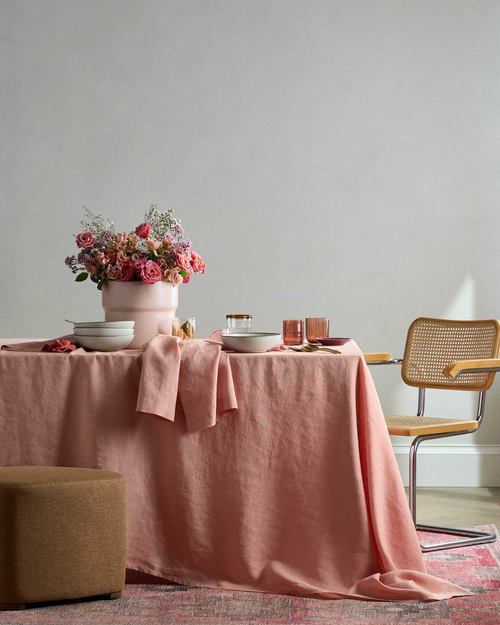 Rose European Linen Tablecloth