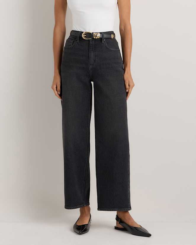 Charcoal Black Bella Stretch Barrel Jeans