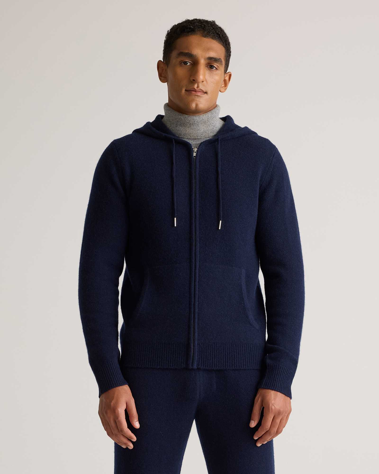 true-navy Mongolian Cashmere Full-Zip Hoodie