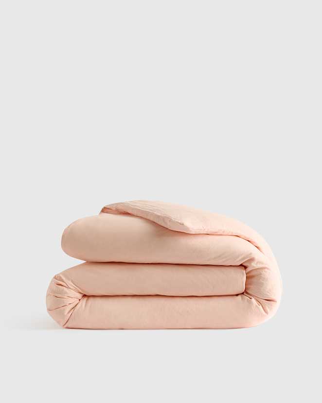 Peach European Linen Duvet Cover