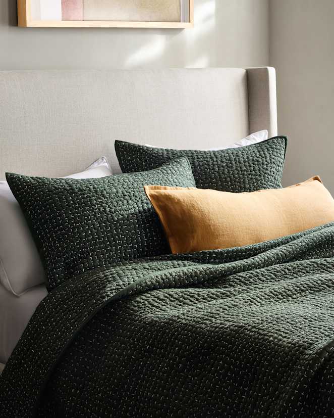 Pine Organic Cotton Hand Stitched Quilted Sham Set