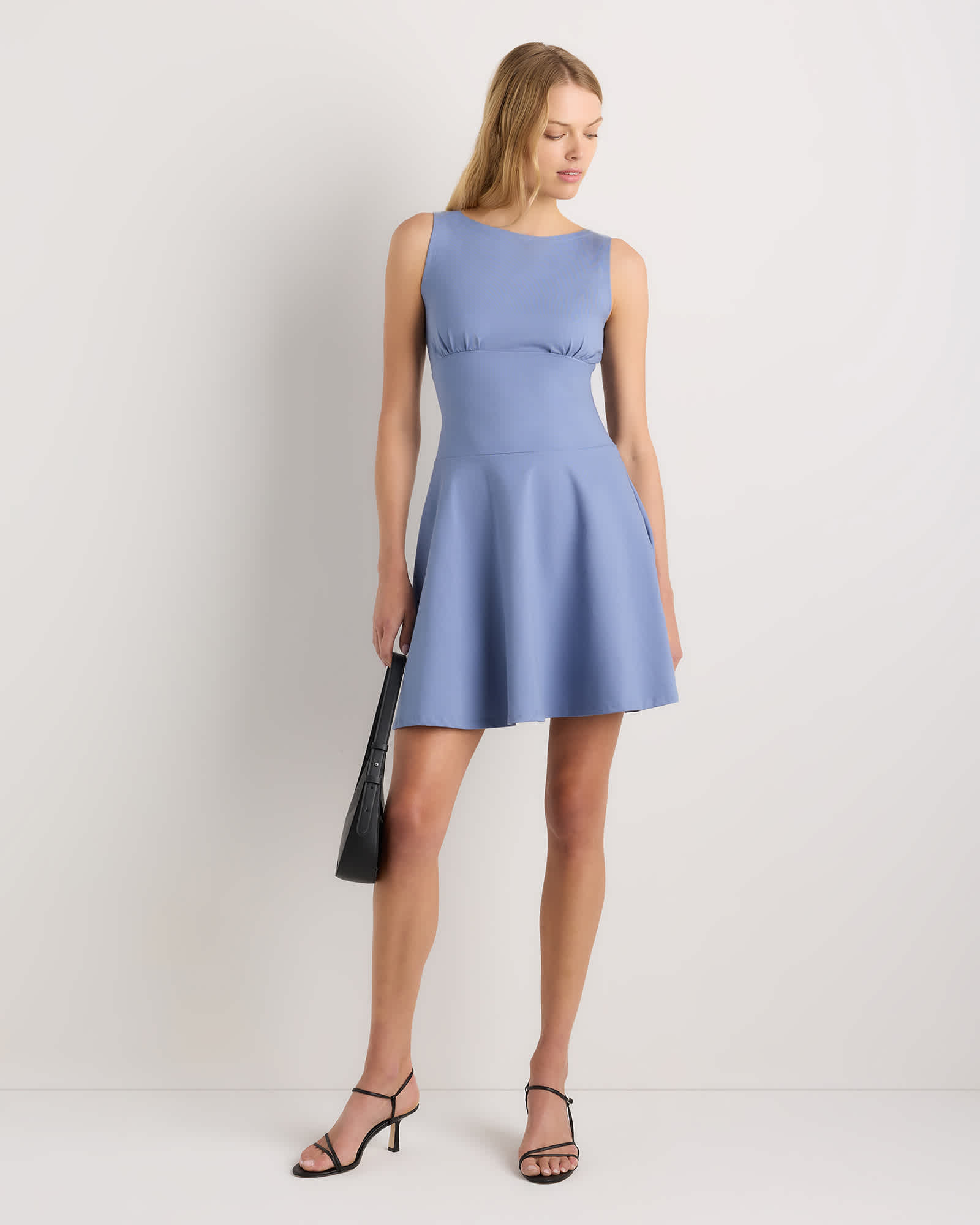 Moonstone Blue Robe courte en jersey extensible biologique à taille basse