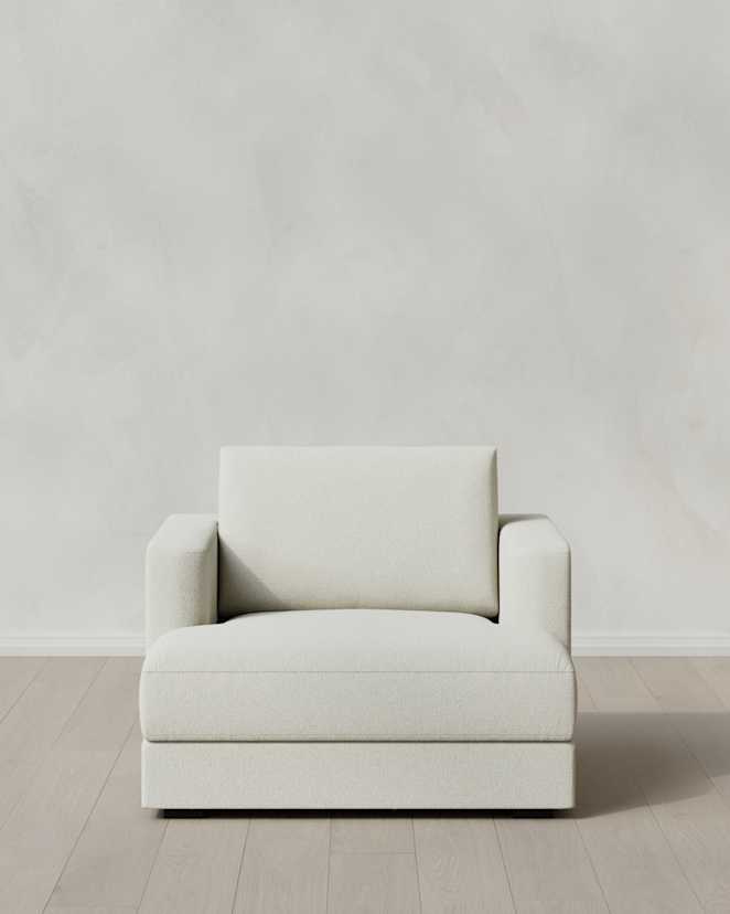 Ivory Sierra Curved Arm Accent Chair in Performance Basketweave