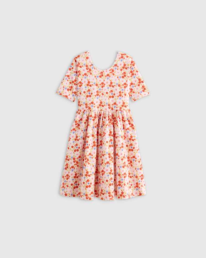 Pink Poppy Floral Organic Cotton Skater Dress