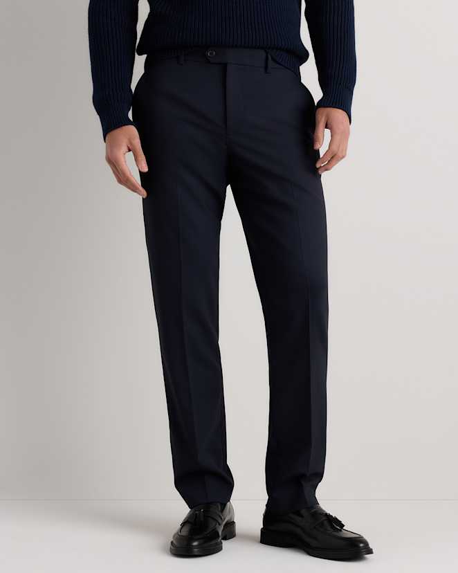 Navy Stretch Wool Dress Pants - Straight