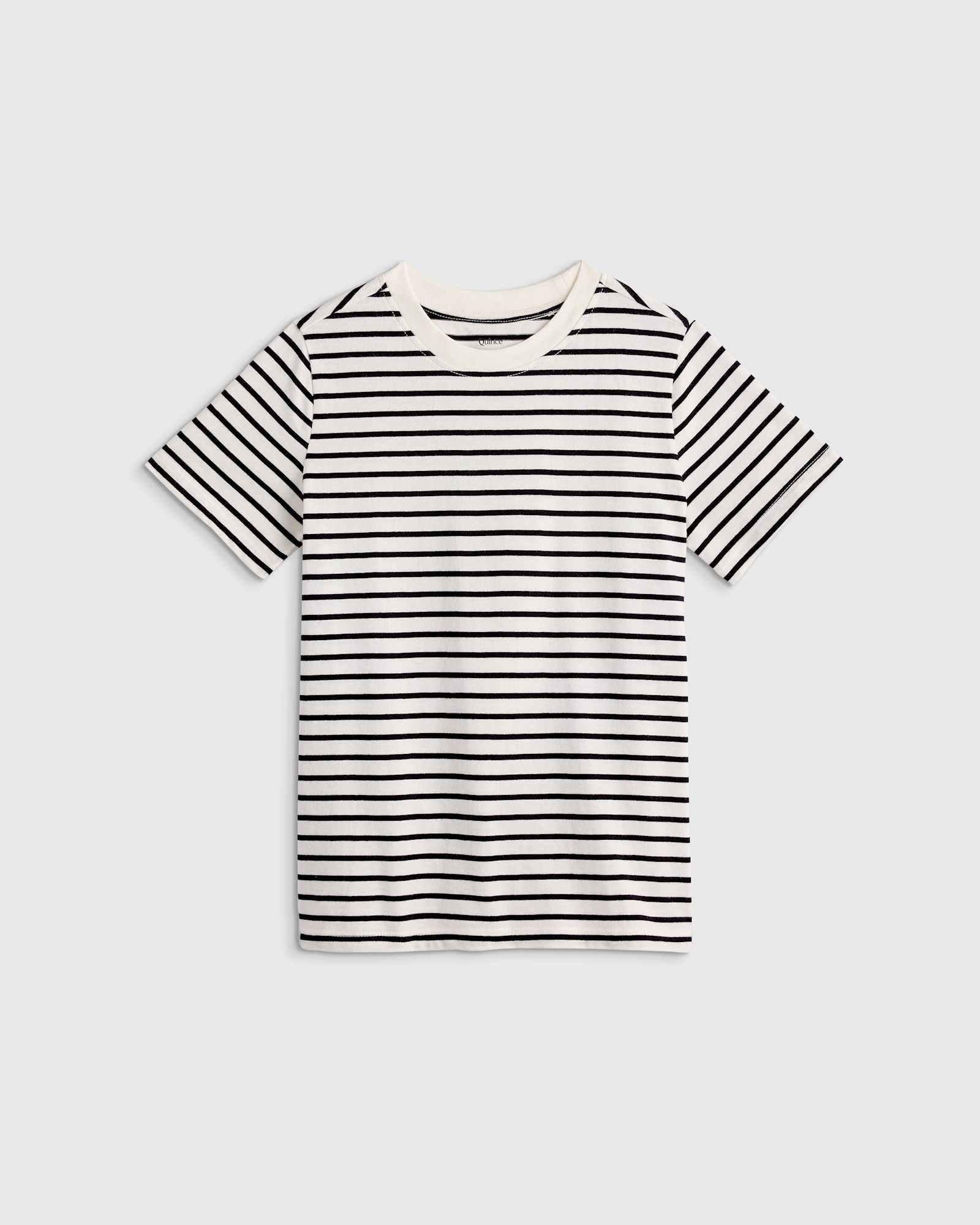 black/white-stripe 100% Organic Cotton Jersey Short Sleeve Tee