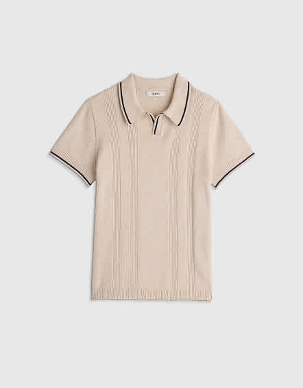 Speckled Beige Boys 100% Organic Cotton Short Sleeve Sweater Polo
