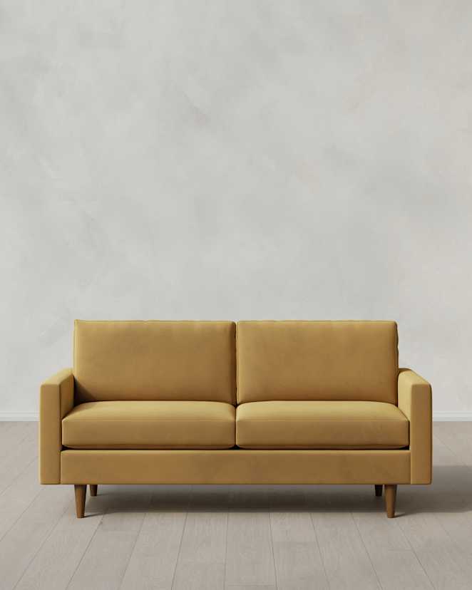 Caramel Atlas Midcentury Sofa in Performance Velvet