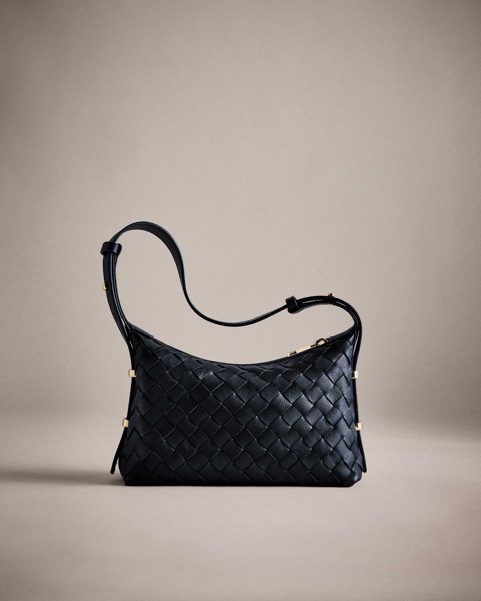 Black Italian Leather Handwoven Mini Bag