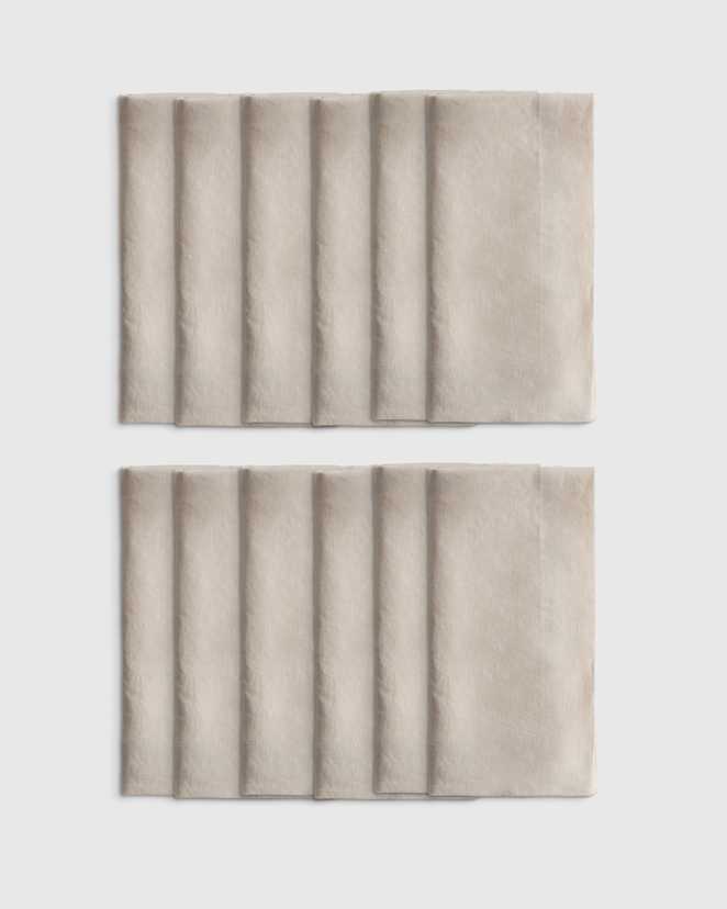 Sand European Linen Wide-Hem Napkins (Set of 12)