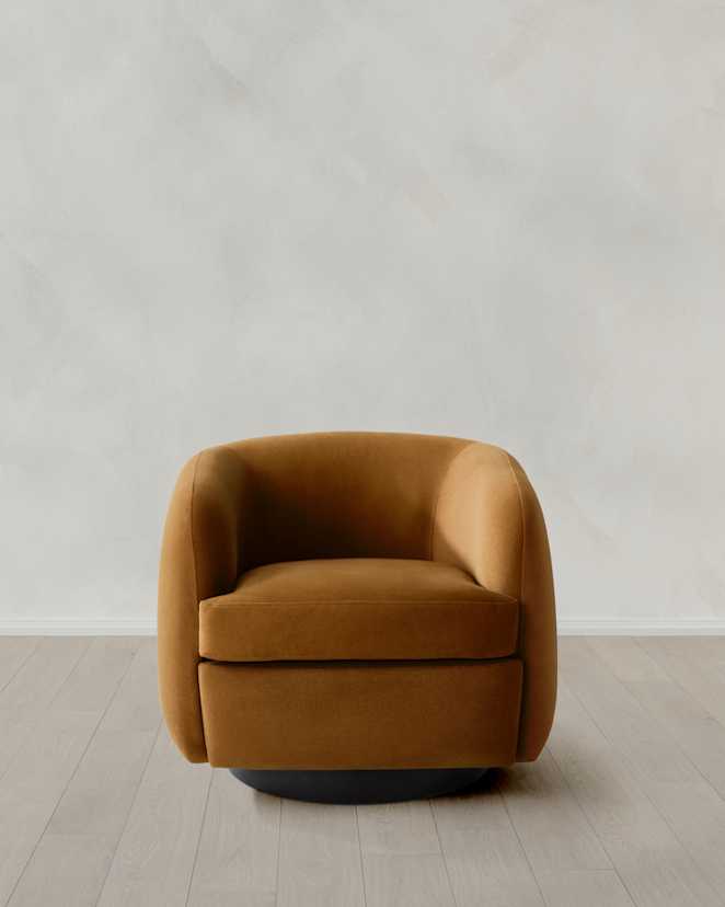 Performance Faux Mohair Copper Performance Velvet Swivel Chair